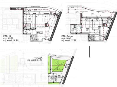 Apartament Tip Penthouse,cu scară interioară și trei terase